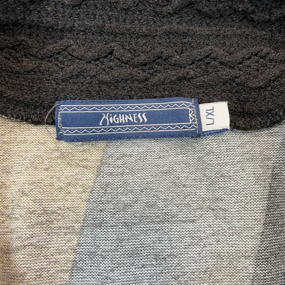 Highness Cowl Neck Tunic Sweater Abstract Print Beige Black Grey Women's L/XL - Picture 6 of 7